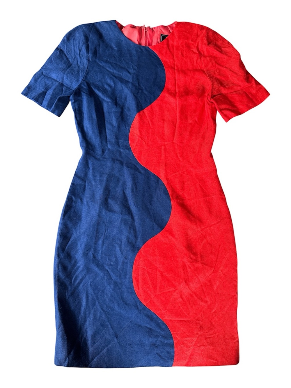 Carolina Herrera CH 1980’s vintage linen bold colorblock mini dress EUC XS